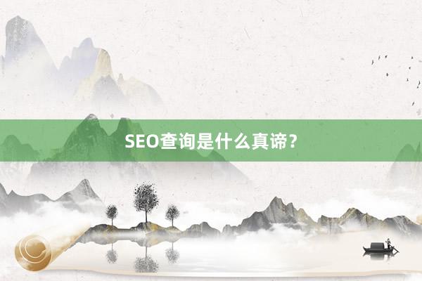 SEO查询是什么真谛？